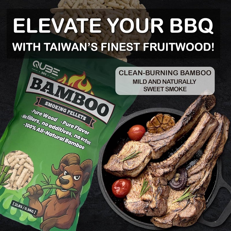 QUBE BBQ Bamboo Smoking Pellets | Clean, Mild Smoke from Sustainable Asian Bamboo | Works in All Smokers & Grills | 2 lb Bag - Image 3